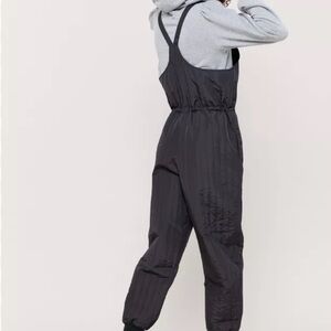 Urban Outfitters Kimmy Quilted Snow Overalls, Black/Grey, Medium